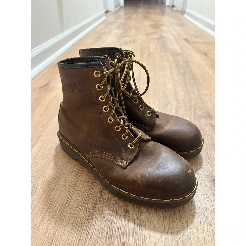Dr. Martens | 1460 Crazy Horse Brown Leather Bex Sole Boots, England, Size EU 44